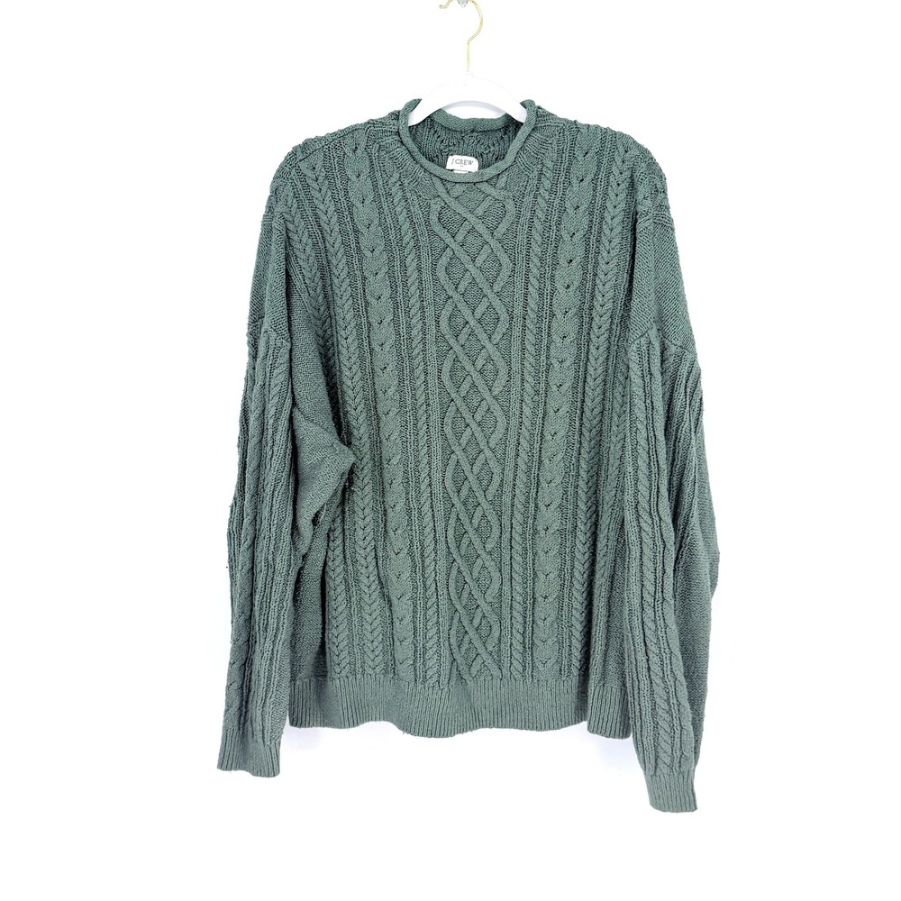 J.Crew Womens Roll Neck Fisherman Cable Knit Sweater size 2X Cottagecore Coastal